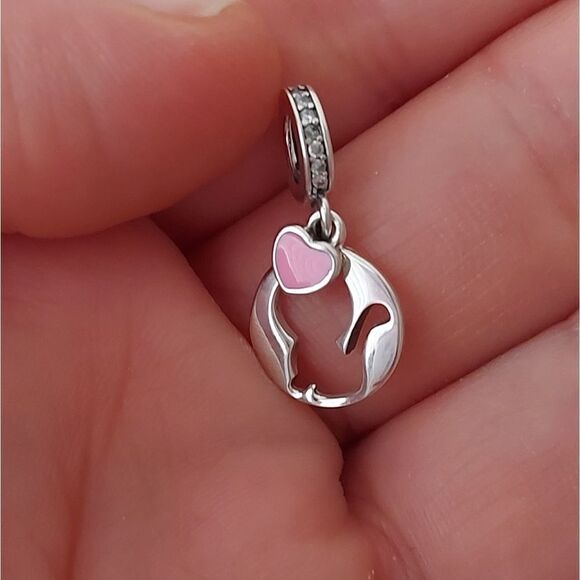 925 Sterling Silver Kitty Love Charm - Picture 4 of 7